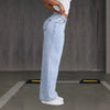 Chic wide-leg denim jeans for women, featuring a button-fly closure and light distressing for stylish everyday wear.