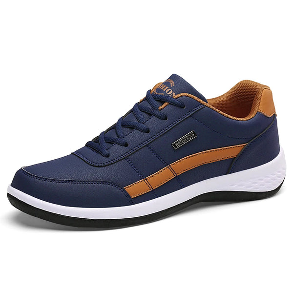 Classic striped Italian leather sneakers with superior traction and comfort technology