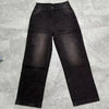 Chic wide leg denim jeans for women in vintage style, featuring mid-rise fit, zipper closure, and functional pockets.