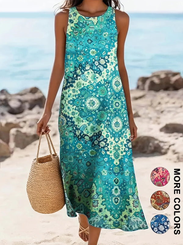 Close-up of breathable fabric texture on floral midi sundress