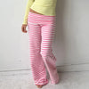 Women's loose fit striped lounge pants with adjustable drawstring waistband