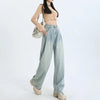 High-waist pleated wide leg jeans for women in premium cotton, offering stylish comfort and a vintage-inspired look.
