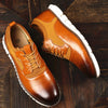 Elegant black brogue lace-up shoes made of soft leather with pointed toe design.