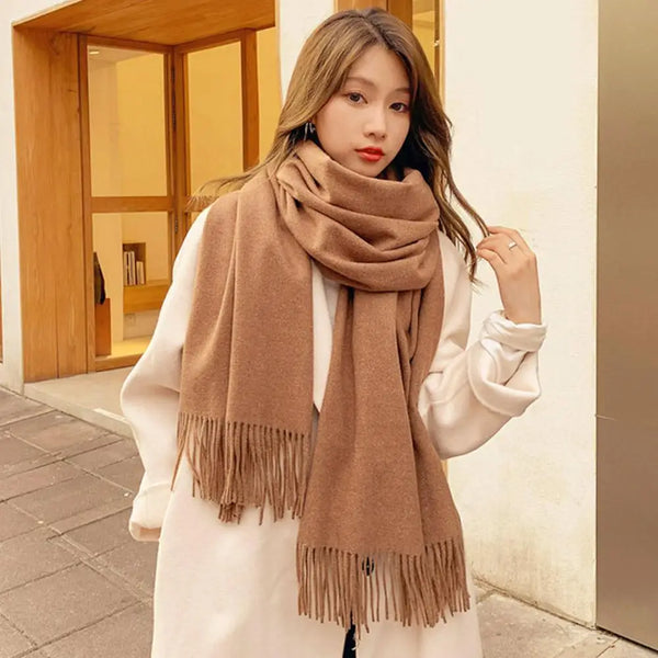 Stylish black scarf for women, adds a touch of elegance to outfits.