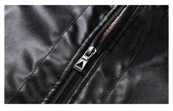 Fleece-lined men's biker jacket ideal for cold weather.