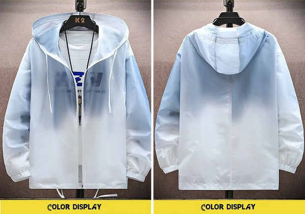 Men's breathable sunscreen windbreaker jacket, lightweight, waterproof, UV protection, perfect for outdoor adventures and cas