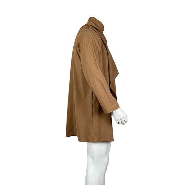 Men's vintage cotton trench jacket with scarf collar in navy, perfect for spring outings and stylish casual wear.