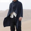 Men's vintage cotton trench jacket with scarf collar in navy, perfect for spring outings and stylish casual wear.