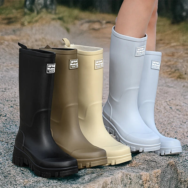 Chic waterproof women's ankle rain boots with non-slip outsole, perfect for rainy days and outdoor events. Stylish and functi