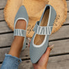Modern color-block flats with breathable knitted technology and pointed toe elongating silhouette