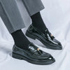 Pointed toe black oxfords for a refined look at events.