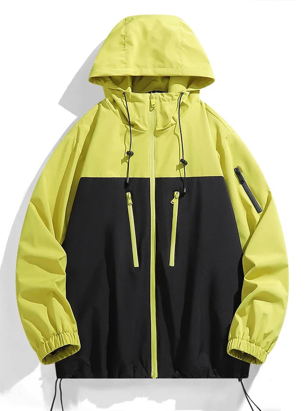 Men's waterproof hiking and urban windbreaker jacket, lightweight polyester, oversized fit, perfect for all seasons and outdo
