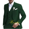 Elegant 3-piece men's suit for weddings, featuring a slim fit, single-breasted jacket, and pleated pants in premium fabric.