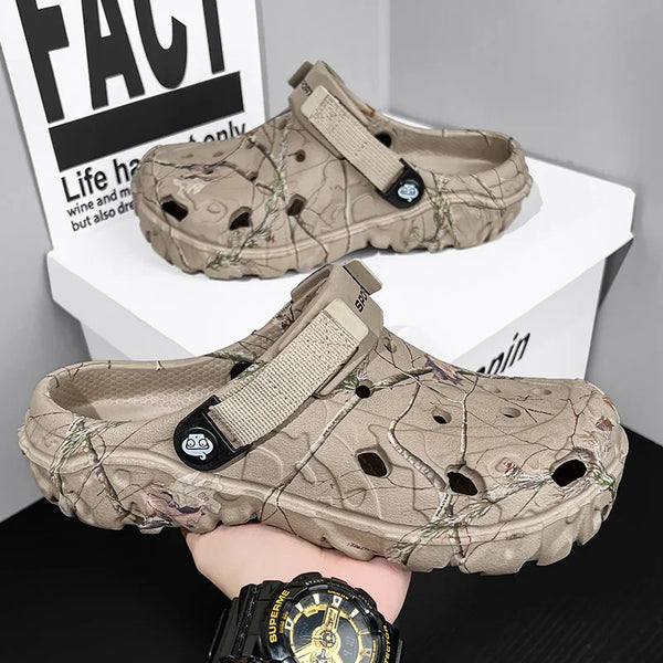Lightweight men's sandals with soft EVA cushioning and non-slip outsole in neutral color
