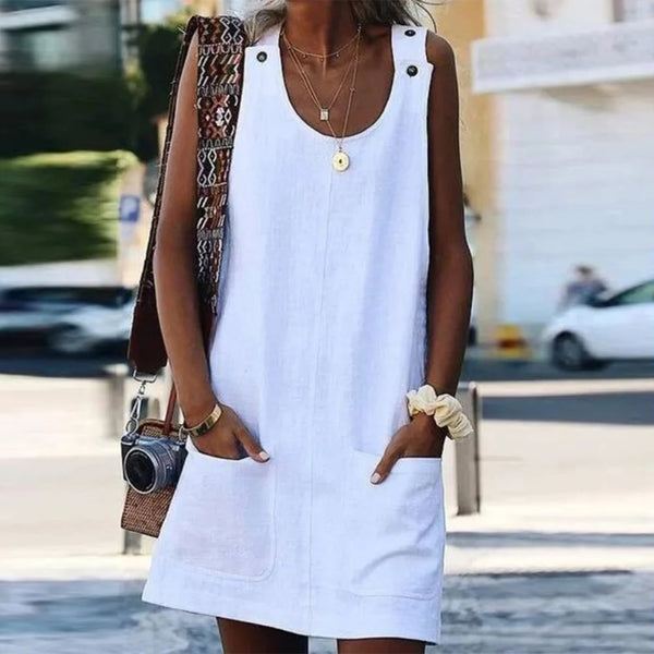 Casual cotton linen dress perfect for coffee runs and weekend hangouts
