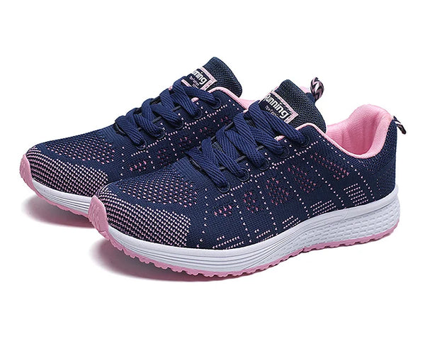 White sports sneakers with vibrant multi-color accents and secure fit
