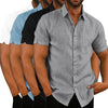 Breathable summer shirt with turn-down collar in natural fiber blend