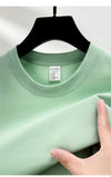 Men's solid color cotton tee with durable construction