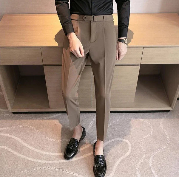 Slim Fit Men's Luxury Suit Trousers in white and blue, perfect for business and formal events, crafted for comfort and style.