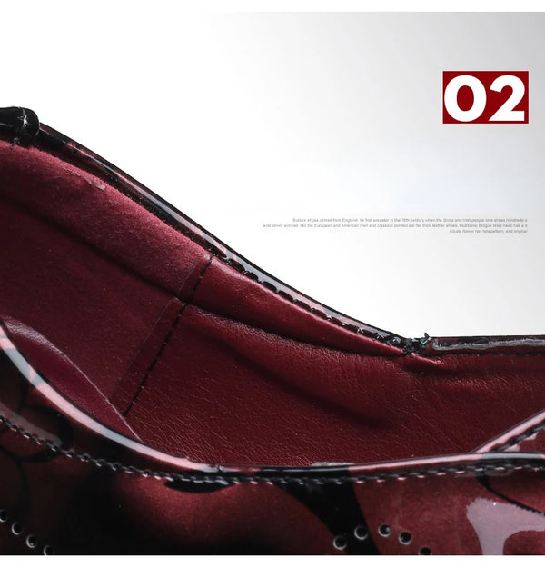 Durable construction of elegant floral men's Oxford dress shoes for longevity.