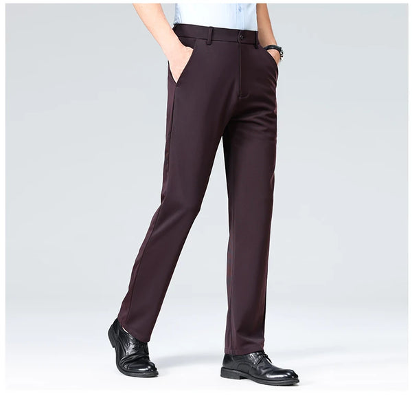 Straight leg suit pants combining comfort technology with elegant design