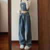 High-waist vintage denim straight-leg jeans for women, featuring a flattering fit and lightweight, durable fabric.