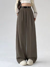 Chic high waist wide leg trousers with belt, perfect for office or casual wear, made from breathable polyester blend.