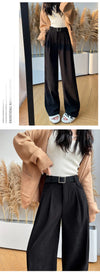 Chic high-waist corduroy wide-leg pants for women, perfect for autumn fashion and casual office wear.