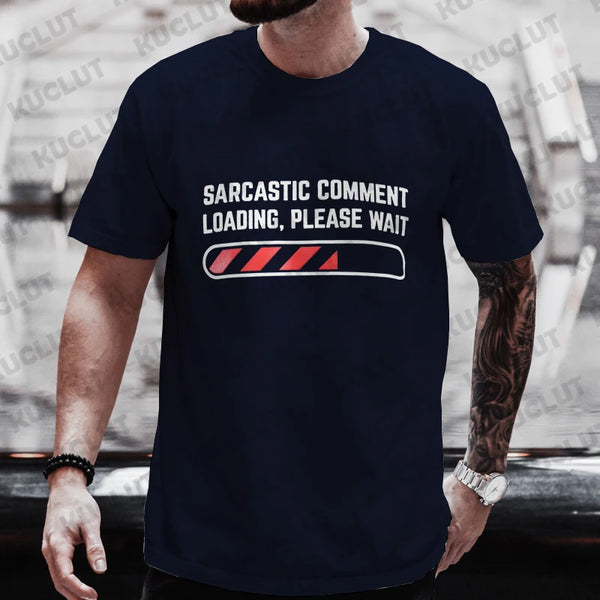 Funny men's tee featuring "Sarcastic Comment Loading" graphic, made from breathable modal fabric for casual wear.