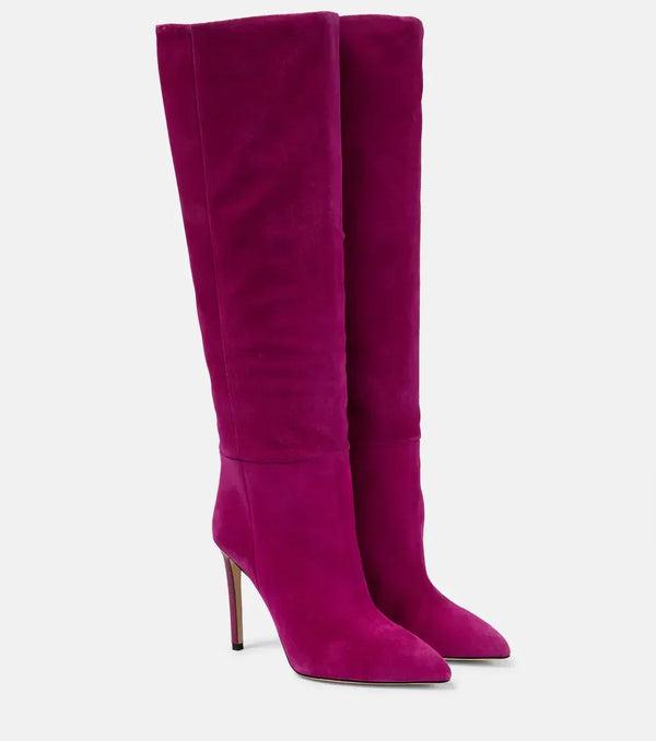 Elegant pointed toe knee-high boots for a fashionable look.