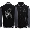 Scorpio printed bomber jacket for men, casual fit, stylish design, ribbed cuffs, perfect for street wear and sports events.