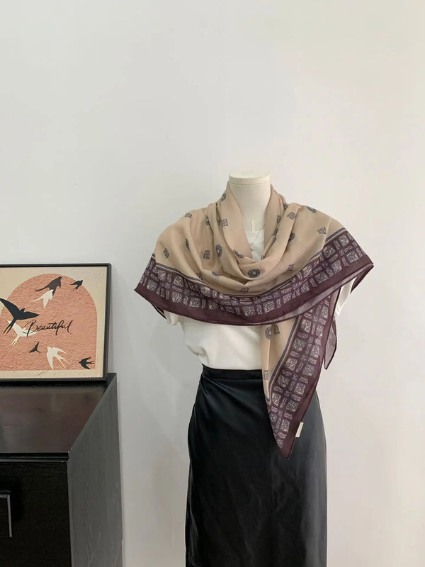 Vintage-Inspired French Square Scarf for Women