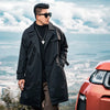 Men's Casual Trench Coat in Plus Sizes, single-breasted, medium length, polyester, stylish outerwear for autumn and winter.