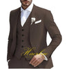Elegant 3-piece men's suit for weddings, featuring a slim fit, single-breasted jacket, and pleated pants in premium fabric.