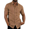 Regular fit shirt in moisture-wicking cotton-linen with refined collar