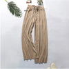 Chic wide leg summer pants for women in ice silk, pleated design, perfect for casual outings and warm weather comfort.