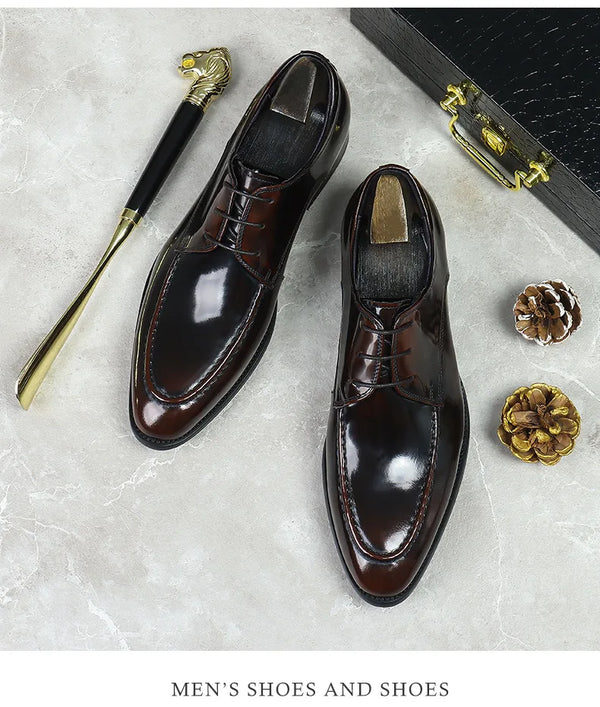 Sleek design of leather Oxfords, perfect for office footwear.
