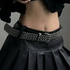 Unisex Punk Belt with Square Beads and Triple Grommets