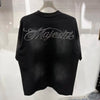 Unisex hip-hop sleeveless tee featuring bold rhinestone lettering on front