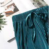 Chic wide leg summer pants for women in ice silk, pleated design, perfect for casual outings and warm weather comfort.
