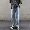 Comfortable blue wide-leg jeans for men, blending urban flair with functionality.