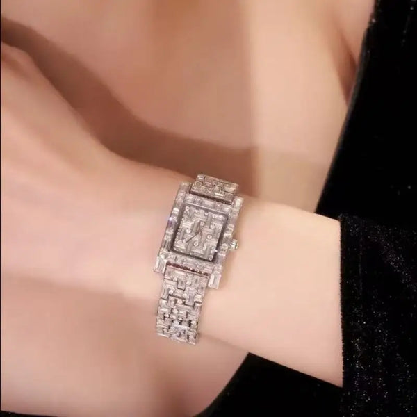 Elegant rectangle watch design featuring a hidden clasp for a sleek silhouette