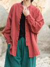 Effortless Ease Cotton Linen Stand Collar Coat