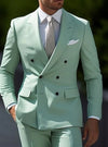 Model wearing a sophisticated double-breasted suit, turning heads at a formal event.