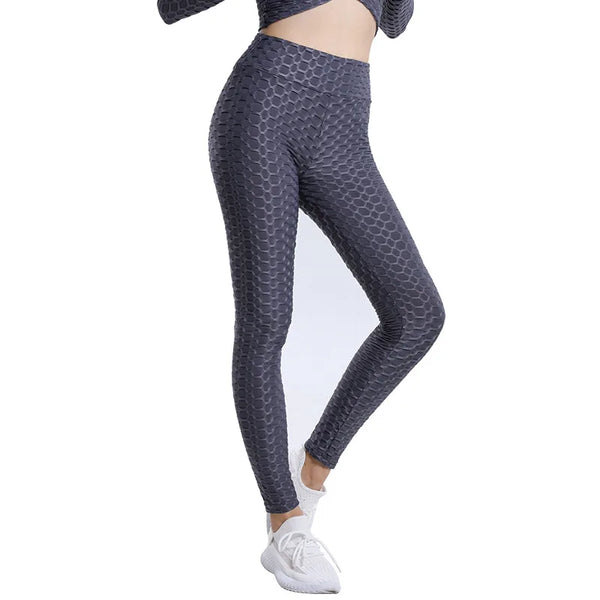 Model in high waist push-up yoga leggings in forest green, perfect for yoga and workouts.