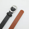 Chic round buckle women's belt in PU leather, stylish accessory for jeans or dresses, elegant and durable design.