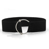 Chic Round Buckle Women's Elastic Waist Belt in neutral color, perfect for enhancing outfits with style and comfort.