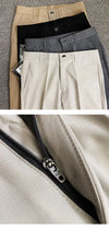 Men's slim fit stretch suit trousers in solid color, perfect for business casual and formal occasions, featuring zipper closu
