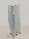 Full-length polyester corduroy pants with elastic waist and relaxed fit for everyday wear