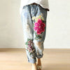 Vintage floral embroidered high-waist denim jeans with loose fit and button fly, perfect for casual and stylish outfits.